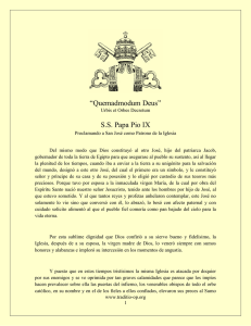 “Quemadmodum Deus” S.S. Papa Pio IX