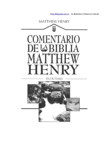 Comentario Matthew Henry. - Luz para las Naciones Internacional