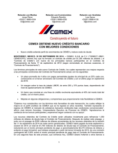 cemex obtiene nuevo crédito bancario con mejores condiciones
