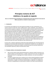 Principios rectores de ACT relativos a la ayuda en especie