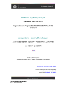 Certificación Registral expedida por: JOSE ANGEL GALLEGO