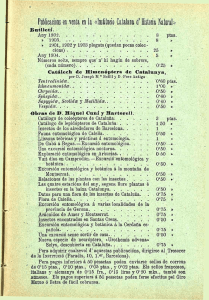 Publications en .venta en la «ktitncio Catalana o" Historia Natural»