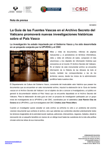 La Guía de las Fuentes Vascas en el Archivo Secreto del Vaticano