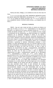 EXPEDIENTE NÚMERO 131/2012 EJECUTIVO MERCANTIL