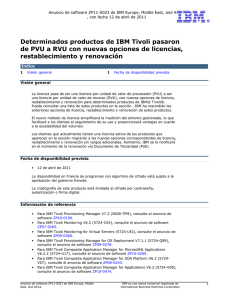 Determinados productos de IBM Tivoli pasaron de PVU a RVU con
