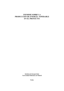 informe sobre la producción de energía esperable en el proyecto