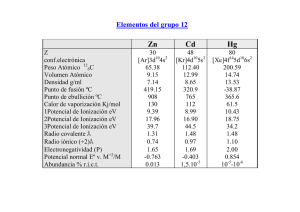 Elementos del grupo 12 Zn Cd Hg