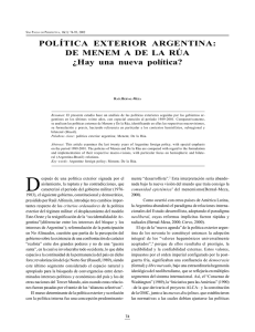 POLÍTICA EXTERIOR ARGENTINA: DE MENEM A DE LA RÚA