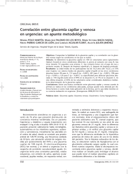 Error en la determinación de la glucemia capilar Error en la determinación de la glucemia capilar