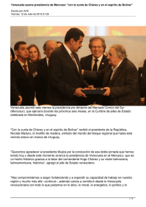 Venezuela asume presidencia de Mercosur "con la zurda de