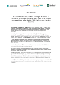 El Consell Comarcal del Baix Llobregat da apoyo al Programa de