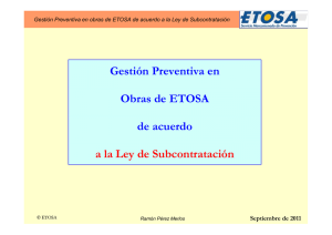 Gestión PRL en obras de ETOSA de acuerdo a Ley Subcontratación