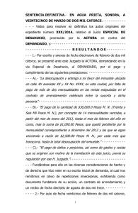 Sentencia Especial Desahucio - Poder Judicial del Estado de Sonora