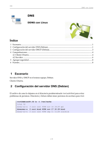 DNS Índice 1 Escenario 2 Configuración del servidor DNS (Debian)