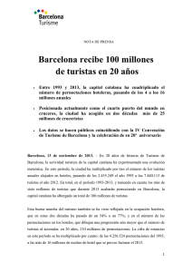Barcelona recibe 100 millones de turistas en 20 años