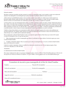 Formulario de incentivo para mamografía de la Red de Salud Familiar