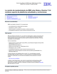 La versión de mantenimiento de IBM Lotus Notes y Domino 7.0.4