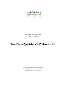 San Pedro Apóstol, 1683 (Villancico II)
