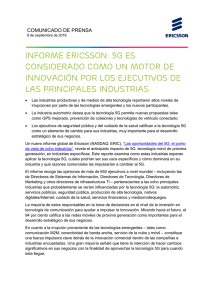 Informe Ericsson: 5G es considerado como un motor de innovación