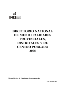 directorio nacional de municipalidades provinciales