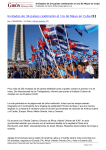 Invitados de 34 países celebrarán el 1ro de Mayo en Cuba
