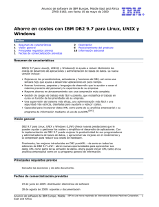 Ahorre en costes con IBM DB2 9.7 para Linux, UNIX y Windows