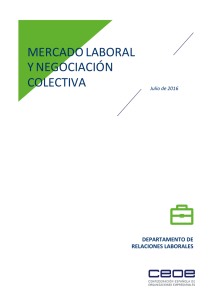 Mercado laboral y negociación colectiva - Julio 2016