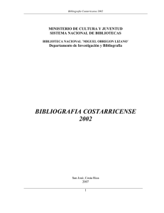 Bibliografia Costarricense 2002 Temática: Bibliotecología