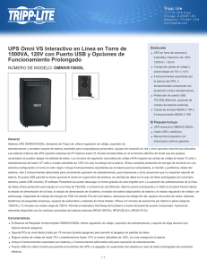 UPS Omni VS Interactivo en Línea en Torre de 1500VA, 120V con