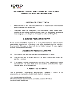 reglamento oficial para campeonato de futbol 2014juegos
