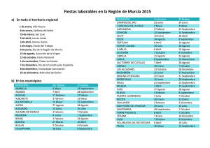 Fiestas laborables en la Región de Murcia 2015