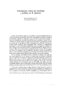 Articulación crítica de ontología y política en B. Spinoza