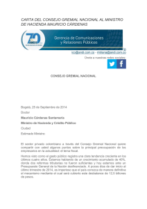 carta del consejo gremial nacional al ministro de hacienda