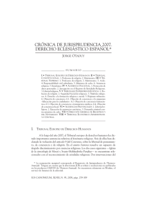 Crónica de jurisprudencia 2007. Derecho eclesiástico español
