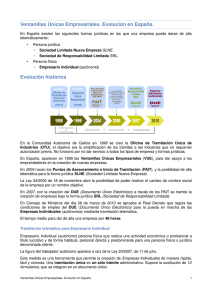 Ventanillas Únicas Empresariales. Evolución en España. Evolución