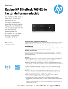 Equipo HP EliteDesk 705 G2 de factor de forma reducido