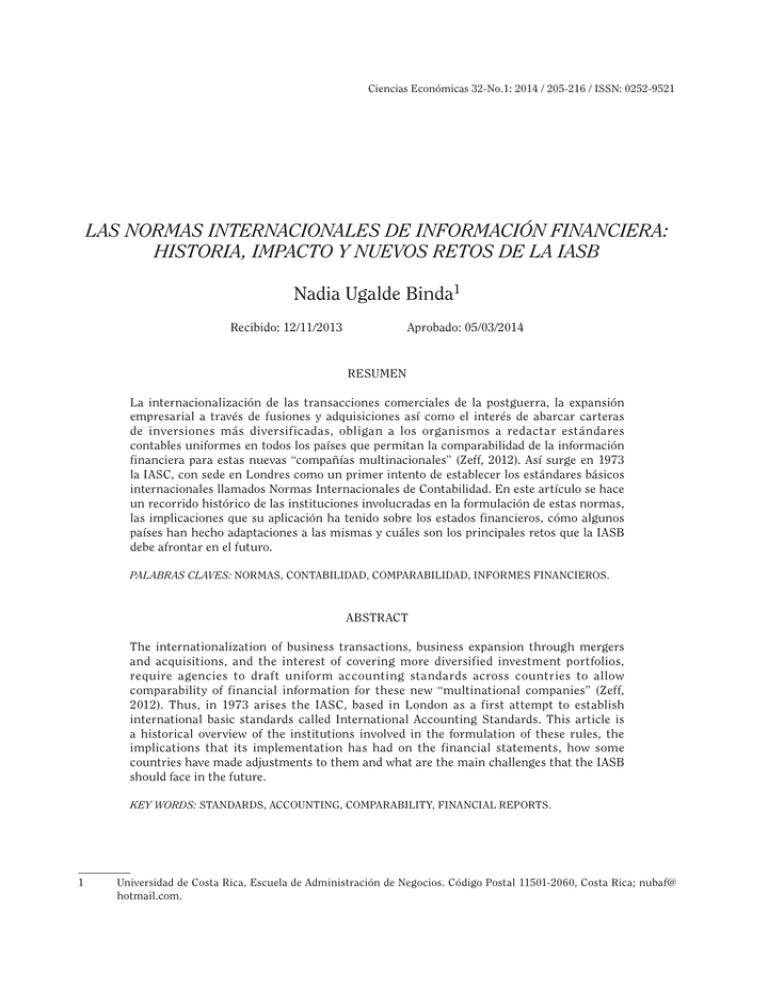 Las Normas INterNacIoNaLes de INformacIóN fINaNcIera hIstorIa