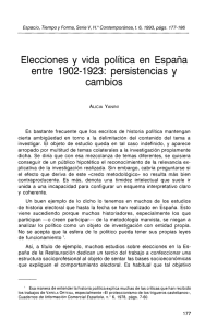 Elecciones y vida política en España entre 1902-1923
