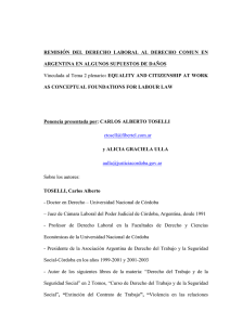 Remisión del Derecho Laboral al Derecho Comun en Argentina en