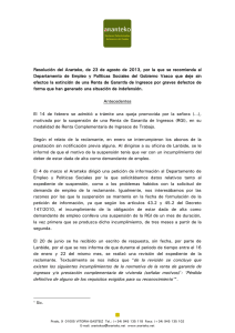 Resolución del Ararteko, de 23 de agosto de 2013, por la que se