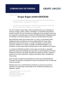Grupo Argos emitirá BOCEAS
