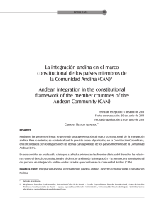 La integración andina en el marco constitucional de los países
