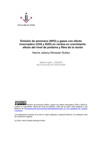 Emisión de amoníaco (NH3) y gases con efecto invernadero (CH4 y