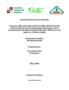 Autoridad Nacional del Ambiente Proyecto: IMIS: GFL/2328