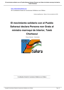 El movimiento solidario con el Pueblo Saharaui declara Persona