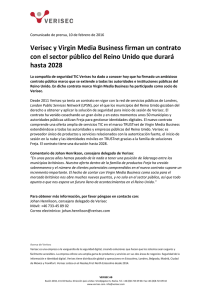 Verisec y Virgin Media Business firman un contrato con el sector