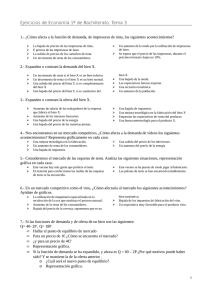 Ejercicios de Economía 1º de Bachillerato. Tema 3
