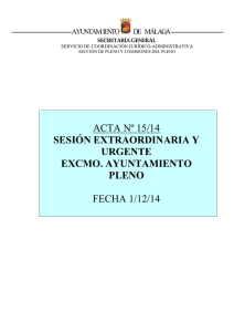 ACTA Nº 15/14 SESIÓN EXTRAORDINARIA Y URGENTE EXCMO