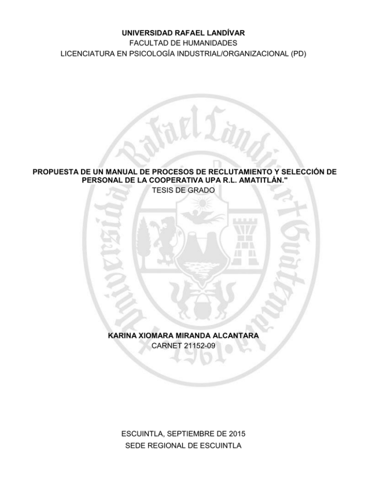 universidad rafael landívar facultad de humanidades licenciatura en