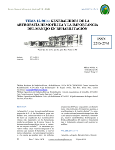 tema 15-2014: generaliddes de la artropatía hemofílica y la